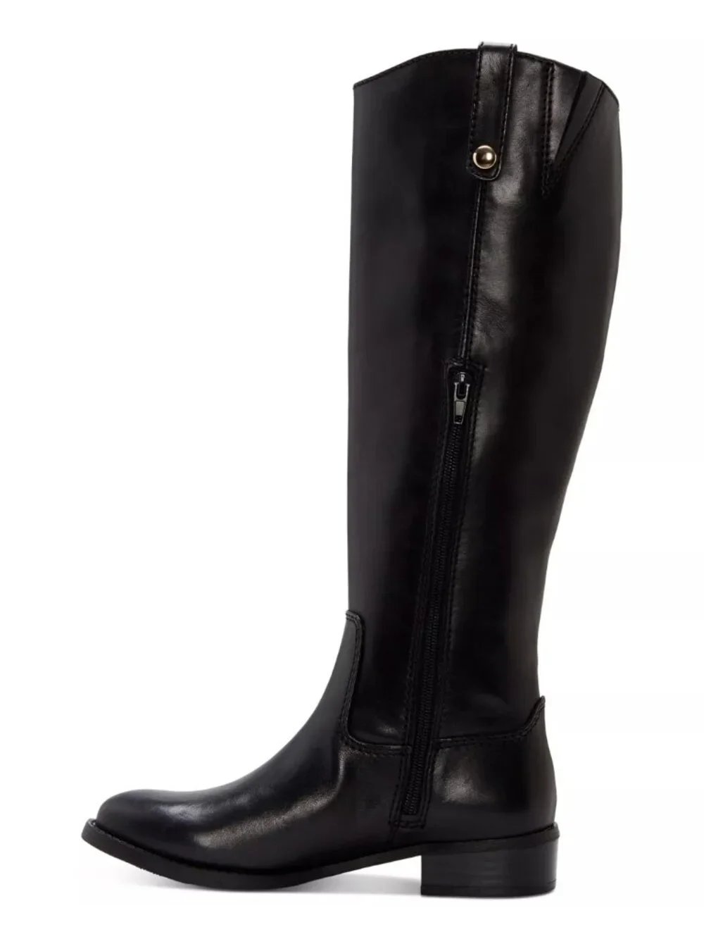 INC Fawne Black Leather Wide Calf Knee High Riding Boots Size 8 M NWT